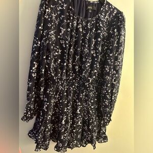 Lulus Long Sleeve Floral Navy Dress